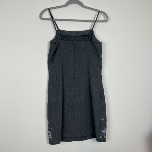 Byer Too! Y2K Gray Mini Party Evening Dress Size 9 Vintage Embroidered - Picture 6 of 6